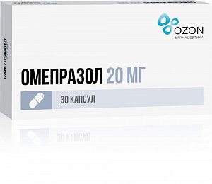 Омепразол капсулы кишечнорастворимые 20 мг 20 шт.