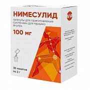 Нимесулид гранулы для приготовления суспензии для приема внутрь 100 мг 2 г пакетики 30 шт. Нимесулид гранулы для приготовления суспензии для приема внутрь 100 мг 2 г пакетики 30 шт.