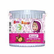 Premial Ватные палочки детские Маша и медведь 200 шт