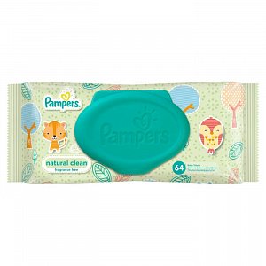 Pampers Салфетки влажные Natural clean 64 шт. сменный блок