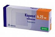 Кориол  таблетки 6,25Мг 30шт