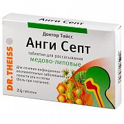 Доктор Тайсс Анги Септ таблетки для рассасывания медово-липовые 24 шт. Доктор Тайсс Анги Септ таблетки для рассасывания медово-липовые 24 шт.
