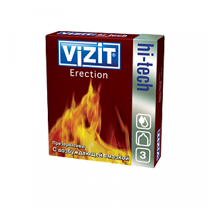 Vizit Презервативы Hi-Tech Эректон с возбуздающей смазкой 3 шт.