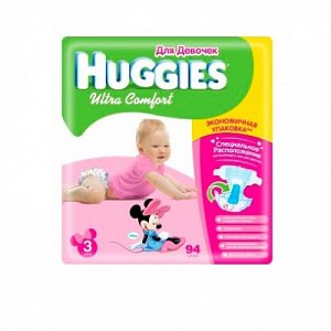 Huggies Подгузники Ultra Comfort 5-9 кг 94 шт. для девочек
