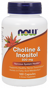 NOW Холин+Инозитол капсулы 500 мг 100 шт. (БАД)