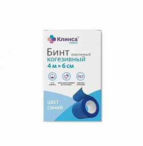 Клинса Бинт эластичный когезивный самофиксирующийся синий 4 мх6 см Вариант