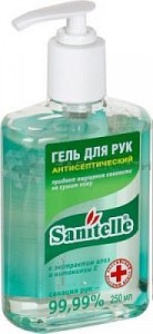Санитель гель для рук антисептический с алоэ и витамином Е 250 мл
