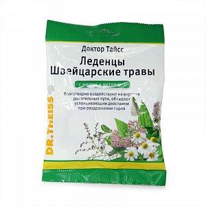 Dr.Theiss тайсс леденцы швейцарские травы с мёдом+вит.с 50 г