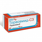 Торасемид-СЗ таблетки 10 мг 60 шт. Торасемид-СЗ таблетки 10 мг 60 шт.