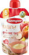Semper Пюре Яблочно-персиковое с кашей с 6 мес.120 г Semper Пюре Яблочно-персиковое с кашей с 6 мес.120 г