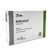 Бикана таблетки покрытые пленочной оболочкой 50 мг 28 шт. Бикана таблетки покрытые пленочной оболочкой 50 мг 28 шт.
