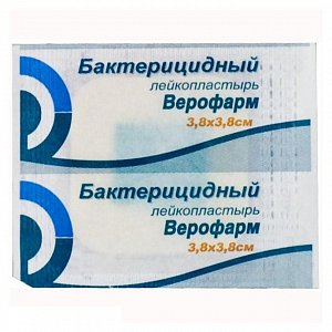 Лейкопластырь бактерицидный 3,8 см х 3,8 см 1 шт. Верофарм