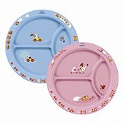 Avent SCF702 01 Тарелка порционная с разделителями голубая розовая с 12 мес.