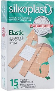 Silkoplast Пластырь Elastic эластичный 15 шт.