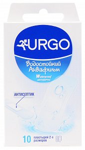 Лейкопластырь набор водостойкий Аквафильм 10 шт. 2-х размеров Urgo