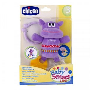 Chicco Игрушка-погремушка мягкая Счастливый бегемотик 3м+