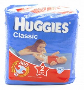 Huggies Подгузники Classic 3-6 кг 17 шт.
