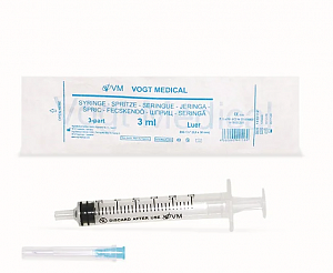 Шприц Vogt Medical 3-х компонентный 3мл 1 шт. игла 23G
