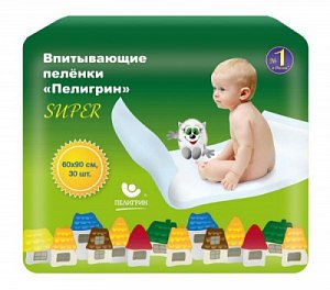 Пелигрин Пеленки детские Super впитывающие 60х90 см, 30 шт