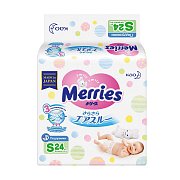 Merries Подгузники р.S 4-8 кг 24 шт.