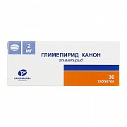 Глимепирид Канон таблетки 2 мг 30 шт. Глимепирид Канон таблетки 2 мг 30 шт.