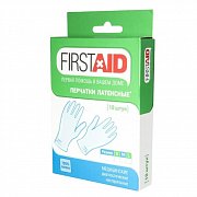 FirstAid Перчатки нестерильные смотровые латексные р.M 10 шт.