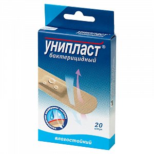 Лейкопластырь бактерицидный набор влагостойкий 8 шт. Унипласт