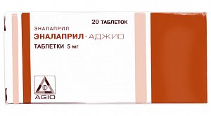 Эналаприл таблетки 5 мг 20 шт. Agio Pharmaceuticals [Аджио Фармасьютикалс]