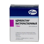 Адрибластин быстрорастворимый лиофилизат для приготовления раствора для внутрисосудистого и внутрипузырного введения 10 мг флакон 1 шт. Адрибластин быстрорастворимый