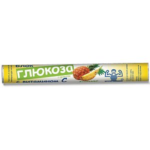 Блок Глюкоза с витамином C таблетки жевательные с ароматом ананаса 18 шт.
