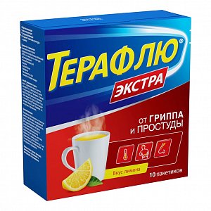 ТераФлю Экстра порошок для приготовления раствора для приема внутрь пакетики 10 шт. Лимон
