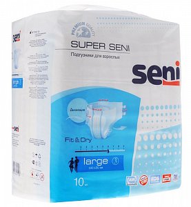 Seni Super Подгузники для взрослых р.L 10шт. (100-150см)