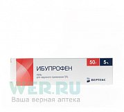 Ибупрофен гель для наружного применения 5% туба 50 г Ибупрофен гель для наружного применения 5% туба 50 г