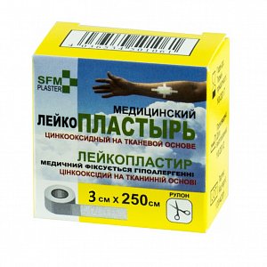 Лейкопластырь 3 см х 250 см тканевая основа SFM