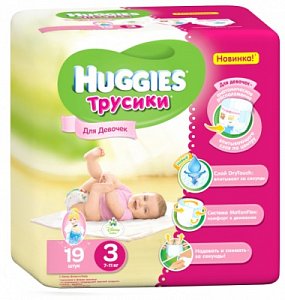 Huggies Подгузники-трусики для девочек 7-11 кг 19 шт.