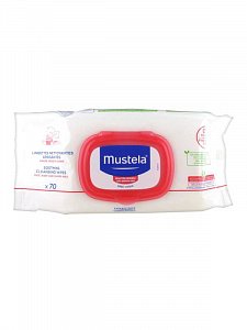 Mustela Bebe Салфетки влажные очищающие успокаивающие для тела 70 шт.