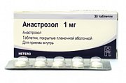 Анастрозол таблетки покрытые пленочной оболочкой 1 мг 30 шт. Индия Анастрозол таблетки покрытые пленочной оболочкой 1 мг 30 шт. Индия