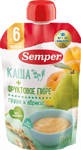 Semper Пюре Грушево-абрикосовое с кашей с 6 мес. 120 г