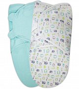 Summer Infant Конверт SwaddleMe Organic пеленальный на липучке L 2 шт. Голубой  Слоники