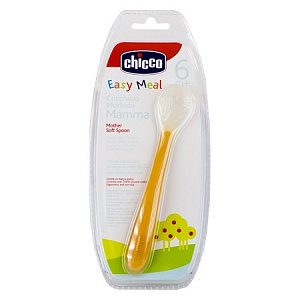 Chicco Ложка силиконовая мягкая оранжевая 6м+
