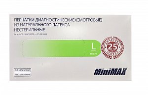 Перчатки MiniMAX латексные нестерильные неопудренные смотровые р.L 100 шт. (50 пар)