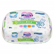 Merries Салфетки влажные Flushable 64 шт. в контейнере