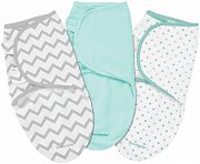 Summer Infant Конверт SwaddleMe пеленальный на липучке S M 3 шт. Серый мятный